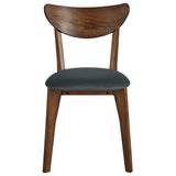 Lot de 2 Chaises de Salle à Manger en Bois d'Hévéa Foncé et Polyester Gris Erie