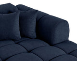 Lisa Design - Ray - canapé panoramique en U 7 Places en Tissu texturé, Bleu