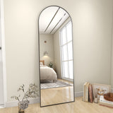 Koonmi Miroir Complet arqué, 45 x 147 cm, Grand Miroir sur Pied bombé, Pleine Longueur, monté au Mur, incliné, Miroir de Sol pour Le Salon, Noir.
