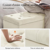 HULALA HOME Banc de Rangement Moderne en Velours avec Base dorée et Garniture cloutée, Banc de Chambre rembourré pour Bout de lit, Repose-Pieds capitonné pour entrée, Salon, Salle à Manger,Blanc