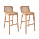 MOB-IN Lot de chaises Sana d'îlot et Bar en chêne et Assise cannage 65cm