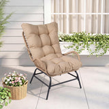 COSTWAY Fauteuil de Jardin en Rotin PE, Charge 180 kg, Chaise de Jardin avec Coussin Amovible, Cadre en Métal, Dossier Incliné, Fauteuil Exterieur pour Piscine Porche Balcon, 84 x 68 x 87 cm (Brun,1)