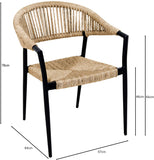 METRO Professional Fauteuil de terrasse Lario, Rotin PE/Aluminium, 57 x 64 x 79 cm, Résistant aux intempéries, avec Accoudoirs, Beige/Noir