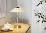Eglo Lampe à poser SOLO 1, 1 lampe de table à flamme, matériau : acier, couleur : nickel mat, verre : blanc satiné, douille : E14, variateur tactile inclus