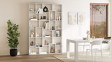 Mobili Fiver, Bibliothèque M Iacopo (160,8 x 236,4 cm), Frêne Blanc, Étagère Bibliothèque pour Salon, Bureau, Made in Italy