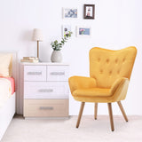 HollyHOME Fauteuil Chaise Scandinaves, Chaise Longue Relax en Velours avec Repose-Pieds, Fauteuil de Salon Chaise de Lecture pour Chambre à Coucher, Jaune