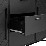 Zepneiy Buffet élégant avec 2 Portes et 3 tiroirs pour Salle à Manger, Cuisine et Salon, Noir