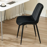 JIJIAN Lot de 4 Chaises de Salle à Manger, Chaises de Cuisine, Chaise tapissée, Chaise de Salon, Design avec Dossier, Assise en Velours avec Pieds Métalliques Noirs, Noir