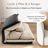 COSTWAY Canapé-lit Paresseux Pliable, Canapé Convertible avec Dossier Réglable à 42 Positions, Chauffeuse avec 2 Oreillers, Sofa pour Salon, Chambre, Balcon, Beige