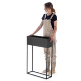 KADAX Large jardinière en acier noir, support de fleurs pour intérieur et extérieur, parterre de fleurs, pot de fleurs, support de fleurs (hauteur : 90 cm)
