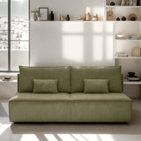 HOMIFAB Canapé Convertible 3 Places avec Coffre de Rangement en Velours côtelé Vert Kaki - Milla