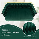 COSTWAY Canapé 2 Places en Velours Hollandais, Fauteuil de Salon pour 2 Personnes avec 2 Oreillers, Design Scandinave avec 5 Pieds Métalliques, Dossier et Accoudoirs Tissés, Charge 160KG (Vert)