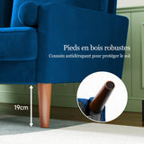 Vesgantti Petit Canapé 2 Places en Velours Bleu 121cm Coussin à Ressorts, Causeuse de Salon Moderne