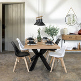 Atmosphera - Table à Manger Extensible Olaf 10 Personnes, 180/220 cm, Effet Bois et Pieds Métal Noir - pour Salon, Salle à Manger