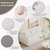 Vesgantti Canapé 3 Places 200 × 94 × 80 cm en Velours Côtelé, Canapé de Sol Rembourré avec 3 Coussins, sans Montage, Idéal pour Salon, Chambre et Bureau, Blanc