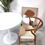 Tomile Hans Wegner Chaise de salle à manger moderne en bois, en forme de Y, avec siège et accoudoirs en chanvre massif, pour salle à manger et salon, couleur bois d'ash, couleur noyer