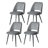 GrandCA HOME Lot de 4 Chaises de Salle à Manger Modernes, Dossier Creux en Velours Côtelé, Rembourrées, pour Salle à Manger, Cuisine, Salon et Chambre (Gris)