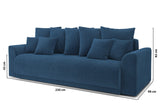 BAÏTA Canapé Droit Convertible Nova 3 Places en Velours côtelé Bleu Cobalt