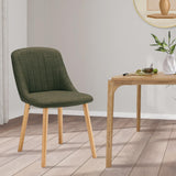 Goeurvant Chaises Salle à Manger Pieds Bois Lot de 4, Chaises Lin de Cuisine avec Dossier, Chaises Salon Modernes et Moelleuse, Vertes