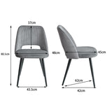 GrandCA HOME Lot de 4 Chaises de Salle à Manger Modernes, Dossier Creux en Velours Côtelé, Rembourrées, pour Salle à Manger, Cuisine, Salon et Chambre (Gris)