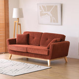 CONCEPT USINE | Canapé 3 Places HOGA Terracotta | Style Scandinave | Velours Côtelé Déhoussable | Assise Confortable Rembourrée | Pieds Obliques Bois | Design Tendance et Chaleureux
