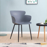 IDIMEX Lot de 4 chaises Catch pour Salle à Manger ou Cuisine au Design Retro avec Larges accoudoirs, Coque en Plastique Gris et 4 Pieds en métal laqué Noir