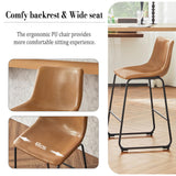 EUGAD Tabouret de Bar en Similicuir, Lot de 2, Siège Rembourré, Chaise Haute Cuisine, avec Dossier, Pieds en Métal, avec Repose-Pieds, Marron, 1071BY-2