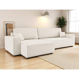 LOUNGITUDE Canapé Farah d'angle Max réversible et Convertible 5 Places en Tissu Bouclette