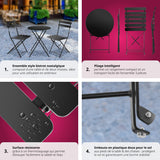 TecTake® Ensemble Table Ronde et Chaises Pliantes Table de Bistrot Bar Salon de Jardin Exterieur 2 Personnes, Structure en Acier lâqué époxy, Mobilier de Jardin Amenagement Balcon Terrasse Jardin