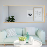 Poshions Grand miroir mural sur toute la longueur, Cadre en aluminium, Pour salon, chambre à coucher, 140 x 40 cm, Doré