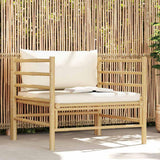 vidaXL Canapé de Jardin avec Coussins Fauteuil d'Extérieur Canapé de Patio Meuble de Terrasse Fauteuil de Jardin Blanc Crème Bambou