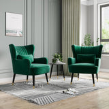 Vesgantti Fauteuil en Velours avec Oreiller Lombaire Fauteuil Scandinave Chaise Fauteuil Relax Confortable Pieds en Métal pour Salon Chambre 67 x 82 x 89 cm Charge Max. 180kg - Vert