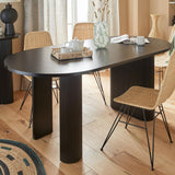Atmosphera Créateur d'Intérieur - Table à Dîner Ovale Olova Noir Effet Bois 6 Personnes 3 Pieds Texturés Finition Semi-Brillante Salle à Manger