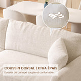 Guyii Canapé 2 Places en Tissu Bouclette Beige Grand canapé Moderne et Confortable pour Salon, Dossier Moelleux et Assise Profonde, canapé Design avec accoudoirs Larges, Longueur 266 cm