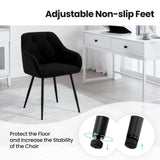 WOLTU Lot de 2 Chaises de Salle à Manger, Chaises de Cuisine Rembourrées avec Dossier, Accoudoirs, Pieds en Métal, pour Salon, Bureau, Coiffeuse, en Velours, Noir, EZS02sz-2