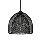 creative cables - Suspension fabriquée en Italie avec câble Textile, Abat-Jour Ghostbell XL et Finition en métal - avec Ampoule, Noir
