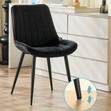 JIJIAN Lot de 4 Chaises de Salle à Manger, Chaises de Cuisine, Chaise tapissée, Chaise de Salon, Design avec Dossier, Assise en Velours avec Pieds Métalliques Noirs, Noir