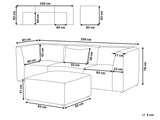 Canapé Modulable 3 Places et Pouf Ottoman en Velours Côtelé Taupe Lemvig