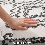 Leesentec Tapis Salon Chambre à Poils Courts,Super Doux Dessous AntidéRapant, Abstrait Decoration Maison Grand Interieur Moquette,Paillasson Exterieur Entree,Ivoire/Noir,200x250cm
