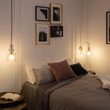 LEDKIA LIGHTING - Suspension Métal et Verre Baudelaire | Design Vintage Élégant | Compatible Ampoules LED E14 | Câble Réglable | Usage Polyvalent, Rose, Verre