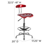 Flash Furniture Tabouret de Dessin, Plastique Métal, Rouge vin, 50,8 x 43,82 x 104,14 cm