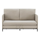 [en.casa] Canapé 2 Places Convertible Banquette Lit d'Appoint BZ Canapé-Lit Futon Divan pour Studio Salon Chambre d'Invité Acier Polyester 78 x 125 x 67 cm Beige