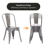DUHOME Chaise de Salle à Manger Lot de 4 Chaise de Cuisine Empilable Tabouret en Métal Siège avec Dossier pour Bar Café Salon Restaurant, Métallique