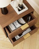 HEYZOEY Table de Chevet Bois avec 2 tiroirs, Moderne, Style bohème, pour Chambre à Coucher, Salon, Noyer