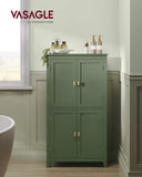 VASAGLE Armoire de Salle de Bain, Meuble de Rangement, Placard de Cuisine avec 4 Portes, Étagères Réglables, 30 x 60 x 110 cm, Vert Forêt BBC552C01