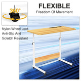 Rcynview 80 x 40 cm - Bureau pour ordinateur portable - Réglable en hauteur - Avec roulettes pivotantes - Pour chambre à coucher, bureau, lit, canapé, marron