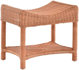 Krines Home Tabouret en rotin - Tabouret incurvé - En rotin véritable (terre cuite)