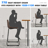 RFIVER Lot de 2 Tabouret de Bar, Chaise de Salle à Manger de Style Vintage Confortable avec Siège en Cuir PU et Base en Métal Robuste pour Cuisine Salon, Brun