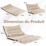 COSTWAY Canapé-lit Paresseux Pliable, Canapé Convertible avec Dossier Réglable à 42 Positions, Chauffeuse avec 2 Oreillers, Sofa pour Salon, Chambre, Balcon, Beige