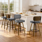 Bekrvio Lot de 4 tabourets de Bar pivotants à 360° avec Dossier, 65 cm de Hauteur d'assise - en Cuir synthétique et Bois Massif - 4 Pieds - pour Cuisine et comptoir - Chaise de Bar pivotante avec